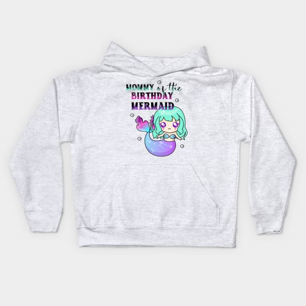 Mommy of the birthday mermaid tie dye Kids Hoodie by YaiVargas